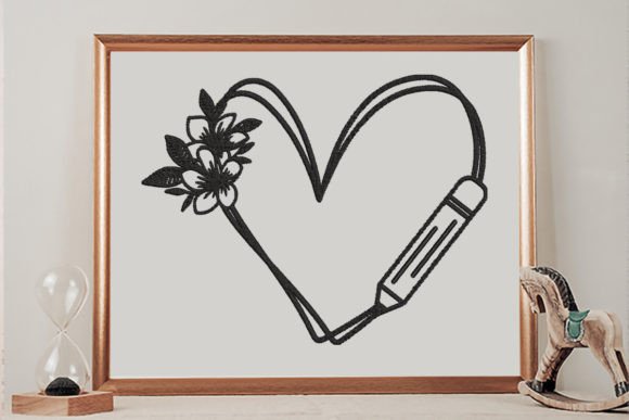 Floral Doodle Heart with Pencil Embroidery Design Review